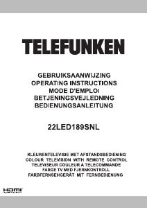 Mode d’emploi Telefunken 22LED189SNL Téléviseur LCD