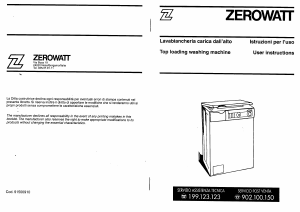 Manuale Zerowatt-Hoover Spazio TOP ZH 6 Lavatrice