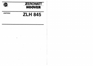 Manuale Zerowatt-Hoover ZLH 845 Lavastoviglie