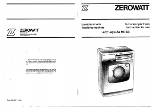 Manuale Zerowatt Lady Logic ZA 109 SY Lavatrice