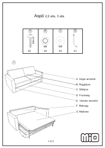 Brugsanvisning Mio Aspö Sovesofa