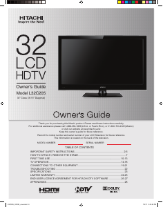 Manual Hitachi L32C205 LCD Television