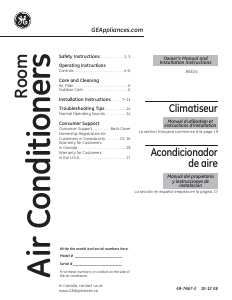 Manual GE AEE24DS Air Conditioner