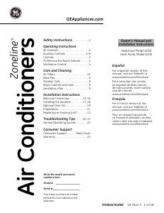 Manual GE AZ41E07DAB Zoneline Air Conditioner