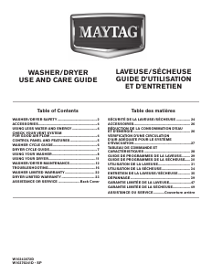 Mode d’emploi Maytag MGT3800XW Lave-linge séchant