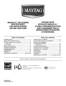 Mode d’emploi Maytag MVWB980BG Bravos Lave-linge