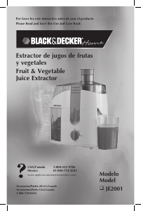 Manual Black and Decker JE2001 Juicer