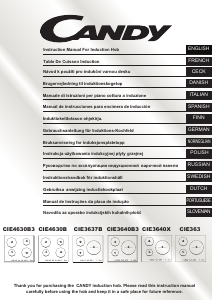 Manual de uso Candy CIE3640X Placa