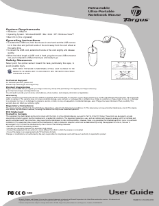 Handleiding Targus PAUM01U Muis