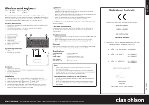 Manual Clas Ohlson KG8004 Keyboard