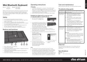 Bedienungsanleitung Clas Ohlson SK-039BT Tastatur