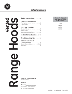 Handleiding GE CV966TSS Cafe Afzuigkap