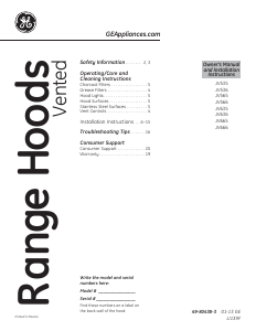 Handleiding GE JV536HSS Profile Afzuigkap