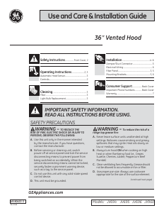 Manual GE JV960SCBR Profile Cooker Hood