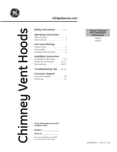 Manual GE PV976NSS Profile Cooker Hood