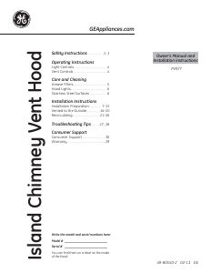 Manual de uso GE PV977NSS Profile Campana extractora