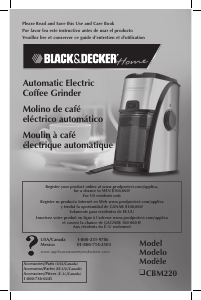 Mode d’emploi Black and Decker CBM220 Moulin à café