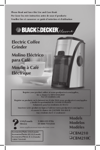 Mode d’emploi Black and Decker CBM210 Moulin à café