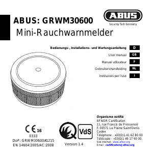 Manual Abus GRWM30600 Smoke Detector