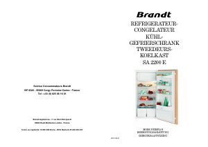 Handleiding Brandt SA2200E Koelkast