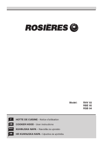 Priručnik Rosières RBE 95/1 IN Kuhinjska napa