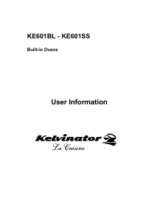 Manual Kelvinator KE601BL Oven