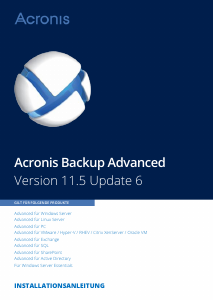 Bedienungsanleitung Acronis Backup Advanced 11.5 Update 6