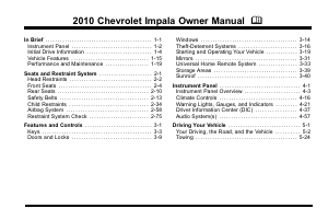 Handleiding Chevrolet Impala (2010)
