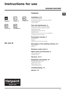 Manuale Hotpoint-Ariston RZ 1047 B EU Lavatrice