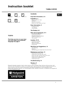 Manual Hotpoint-Ariston TCD 751 HA Máquina de secar roupa