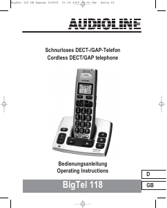 Manual Audioline BigTel 118 Wireless Phone
