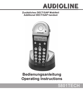 Bruksanvisning Audioline 5801TECH Trådlös telefon
