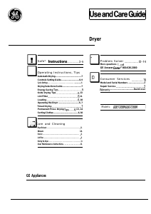 Manual GE DDE7209R Dryer