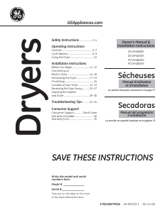 Manual de uso GE DCVH485EK Secadora