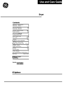 Manual GE DDE8000M Dryer