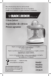 Manual Black and Decker CJ625 Citrus Juicer