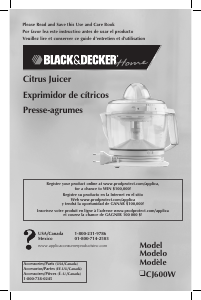 Manual Black and Decker CJ600W Citrus Juicer