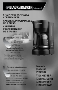 Mode d’emploi Black and Decker DCM675WF Cafetière