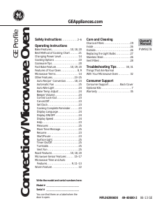 Manual GE PVM9179DFBB Profile Microwave