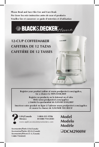 Mode d’emploi Black and Decker DCM2900W Cafetière