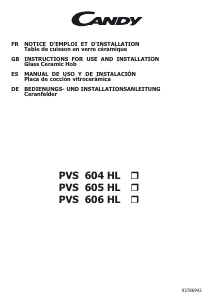 Manual de uso Candy PVS605HLX Placa