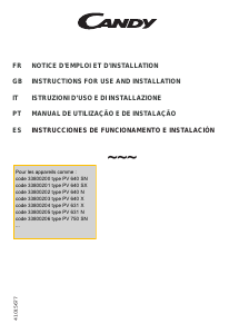 Mode d’emploi Candy PSP750 GRAFITE Table de cuisson