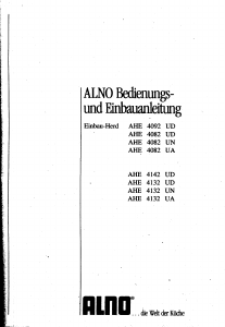 Handleiding ALNO AHE 4092 UD Fornuis