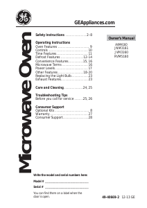 Manual GE JNM3161DFBB Microwave