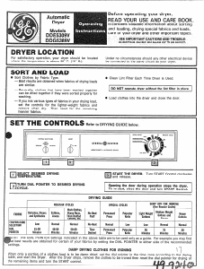 Manual GE DDE5309V Dryer
