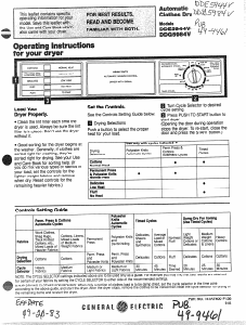 Manual GE DDE5944V Dryer