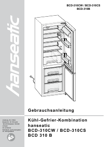 Bedienungsanleitung Hanseatic BCD-310B Kühl-gefrierkombination