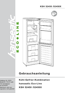 Bedienungsanleitung Hanseatic KSH-52450X Kühl-gefrierkombination