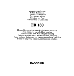 Manuale Gaggenau EB130110 Forno