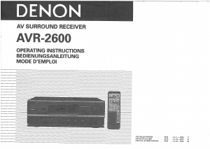 Bedienungsanleitung Denon AVR-2600 Receiver